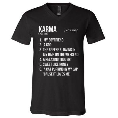 Karma Is My Boyfriend Karma A God Relaxing Thought Inspired V-Neck T-Shirt