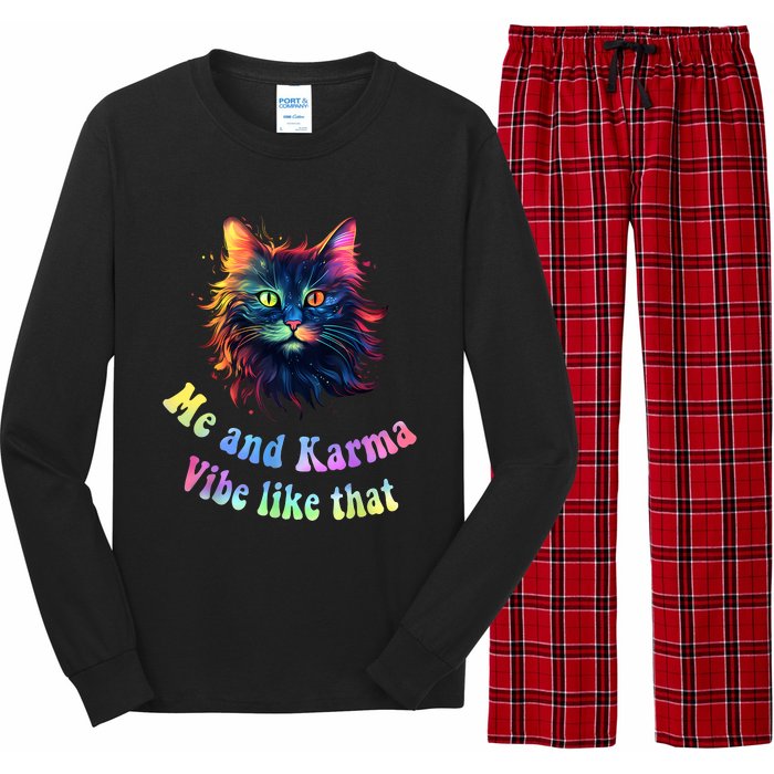 Karma Is My Boyfriend Me And Karma Vibe Like That Cat Lover Long Sleeve Pajama Set