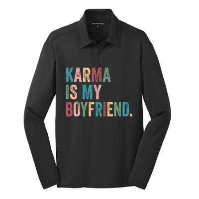 Karma Is My Boy Friend Karma Is Cat Silk Touch Performance Long Sleeve Polo