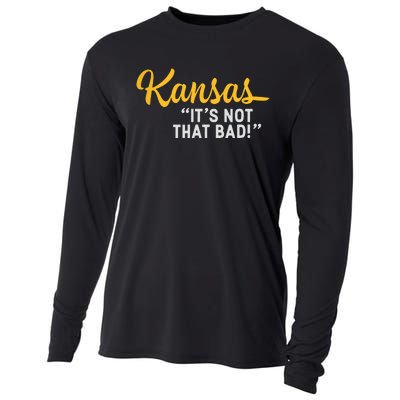 Kansas Its Not That Bad Funny Underrated Usa State Pride Cooling Performance Long Sleeve Crew