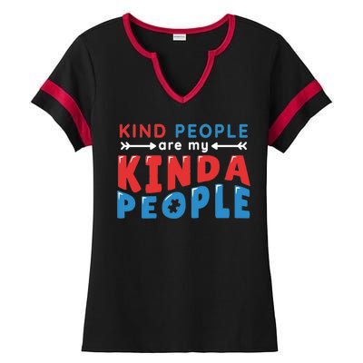 Kind People Are My Kinda People Autism Awareness Ladies Halftime Notch Neck Tee