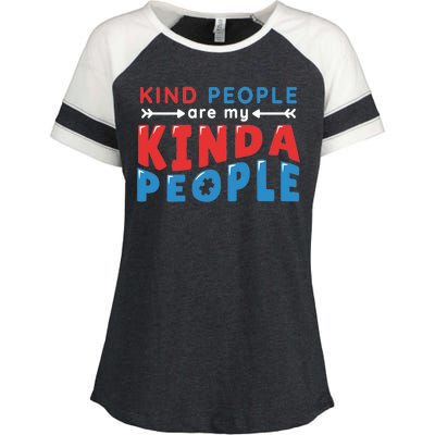 Kind People Are My Kinda People Autism Awareness Enza Ladies Jersey Colorblock Tee