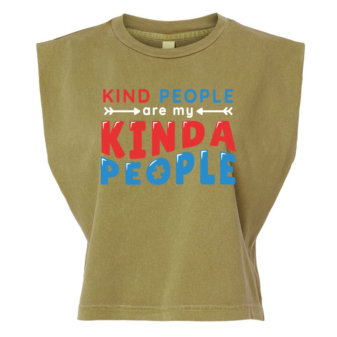 Kind People Are My Kinda People Autism Awareness Garment-Dyed Women's Muscle Tee