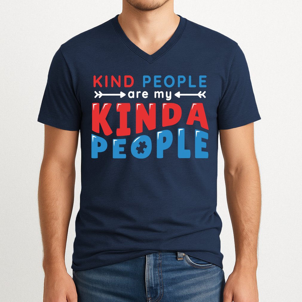 Kind People Are My Kinda People Autism Awareness V-Neck T-Shirt