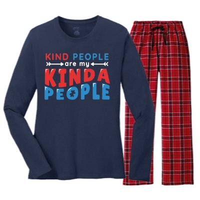 Kind People Are My Kinda People Autism Awareness Women's Long Sleeve Flannel Pajama Set 