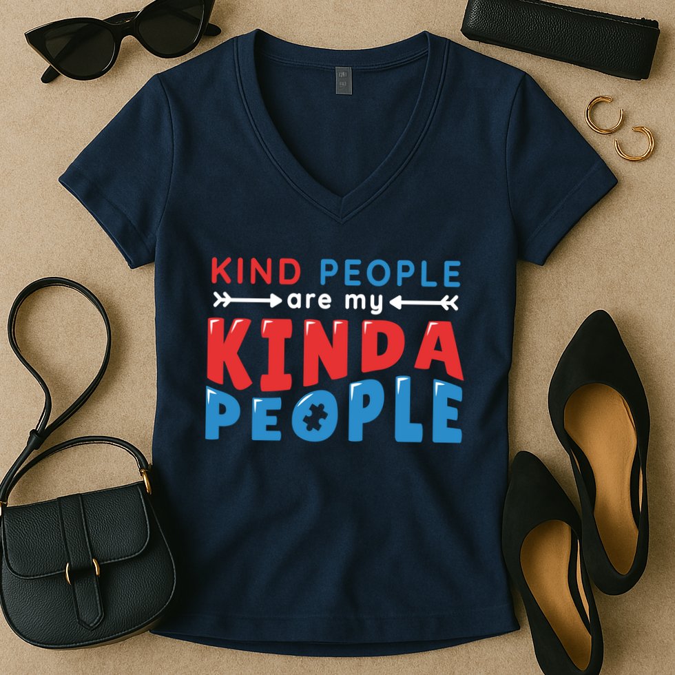 Kind People Are My Kinda People Autism Awareness Women's V-Neck T-Shirt