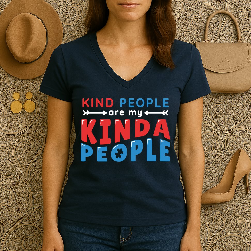 Kind People Are My Kinda People Autism Awareness Women's V-Neck T-Shirt