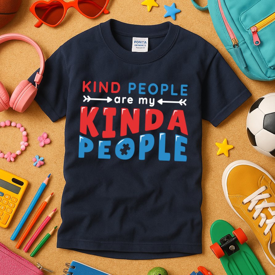 Kind People Are My Kinda People Autism Awareness Kids T-Shirt