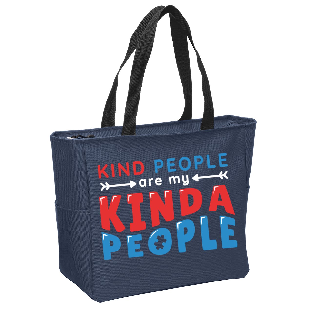 Kind People Are My Kinda People Autism Awareness Zip Tote Bag
