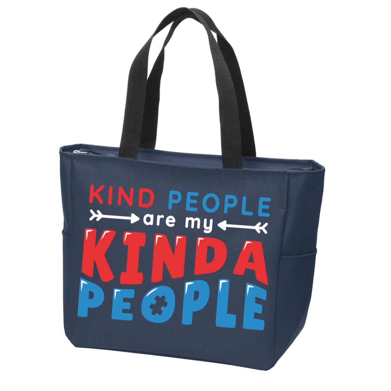 Kind People Are My Kinda People Autism Awareness Zip Tote Bag