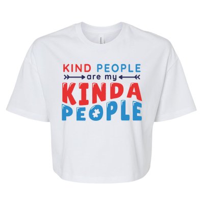 Kind People Are My Kinda People Autism Awareness Bella+Canvas Jersey Crop Tee