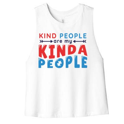 Kind People Are My Kinda People Autism Awareness Women's Racerback Cropped Tank