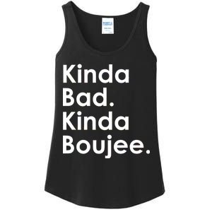 Kinda Bad Kinda Boujee Trendy Saying Text Logo Ladies Essential Tank