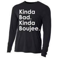 Kinda Bad Kinda Boujee Trendy Saying Text Logo Cooling Performance Long Sleeve Crew