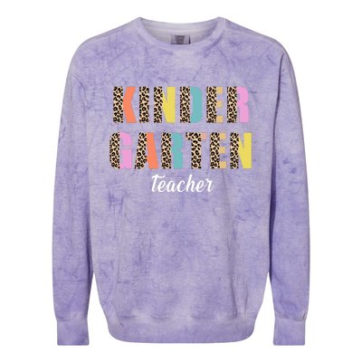 Kinder Garten Teacher Leopard Logo Colorblast Crewneck Sweatshirt