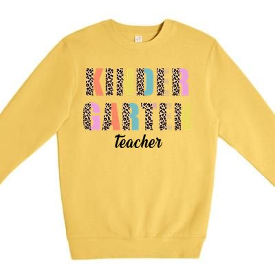 Kinder Garten Teacher Leopard Logo Premium Crewneck Sweatshirt