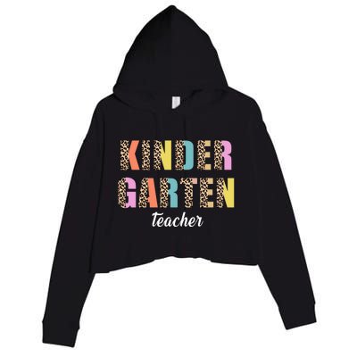 Kinder Garten Teacher Leopard Logo Crop Fleece Hoodie