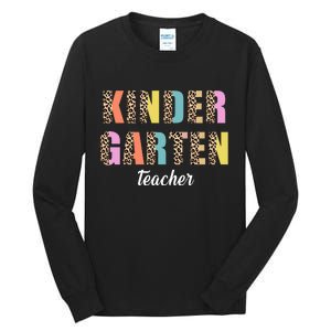 Kinder Garten Teacher Leopard Logo Tall Long Sleeve T-Shirt