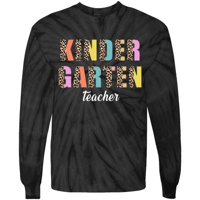 Kinder Garten Teacher Leopard Logo Tie-Dye Long Sleeve Shirt