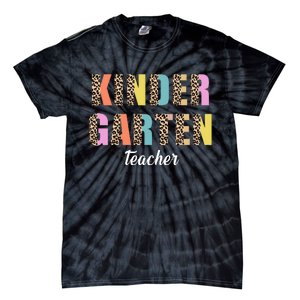 Kinder Garten Teacher Leopard Logo Tie-Dye T-Shirt