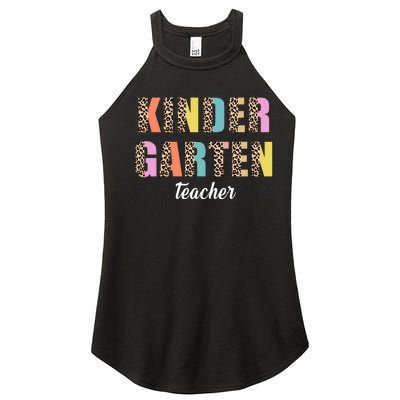 Kinder Garten Teacher Leopard Logo Women’s Perfect Tri Rocker Tank