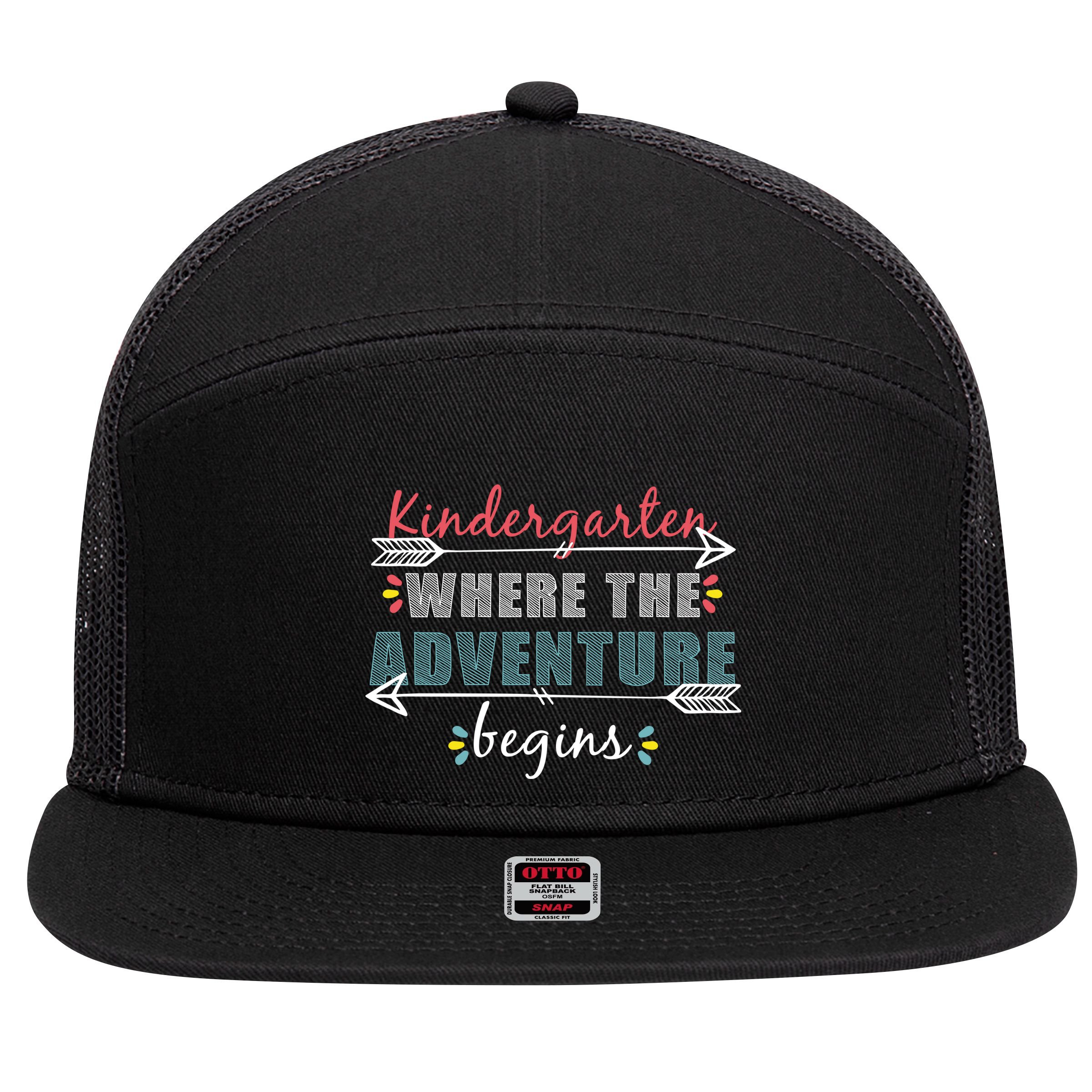 Kindergarten Back To School Adventure  7 Panel Mesh Trucker Snapback Hat