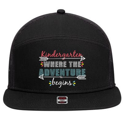 Kindergarten Back To School Adventure  7 Panel Mesh Trucker Snapback Hat