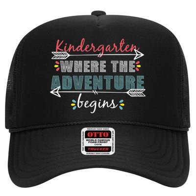 Kindergarten Back To School Adventure  High Crown Mesh Back Trucker Hat