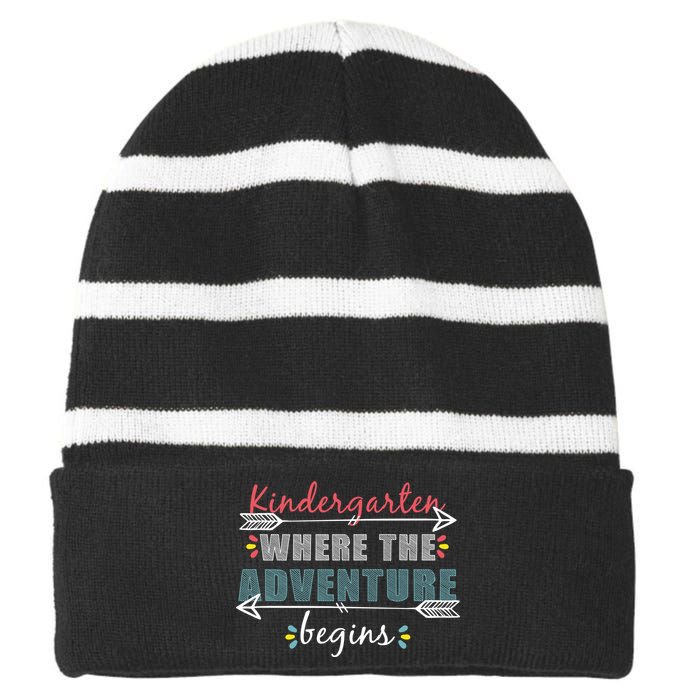 Kindergarten Back To School Adventure  Striped Beanie with Solid Band