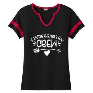 Kindergarten Crew Arrow Hear Simple Logo Ladies Halftime Notch Neck Tee