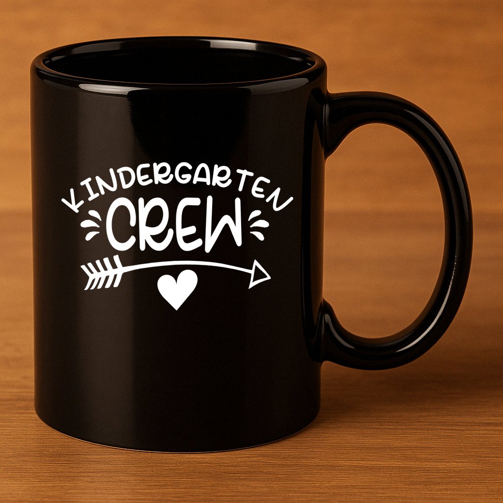 Kindergarten Crew Arrow Hear Simple Logo 11oz C Handle Ceramic Mug