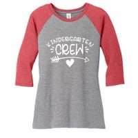 Kindergarten Crew Arrow Hear Simple Logo Women's Tri-Blend 3/4-Sleeve Raglan Shirt