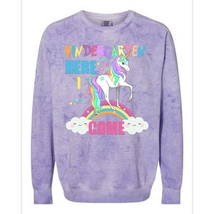 Kindergarten Here I Come Magical Unicorn Colorblast Crewneck Sweatshirt