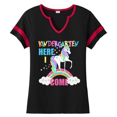 Kindergarten Here I Come Magical Unicorn Ladies Halftime Notch Neck Tee