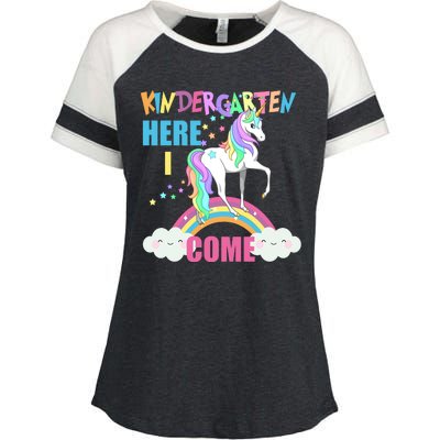 Kindergarten Here I Come Magical Unicorn Enza Ladies Jersey Colorblock Tee