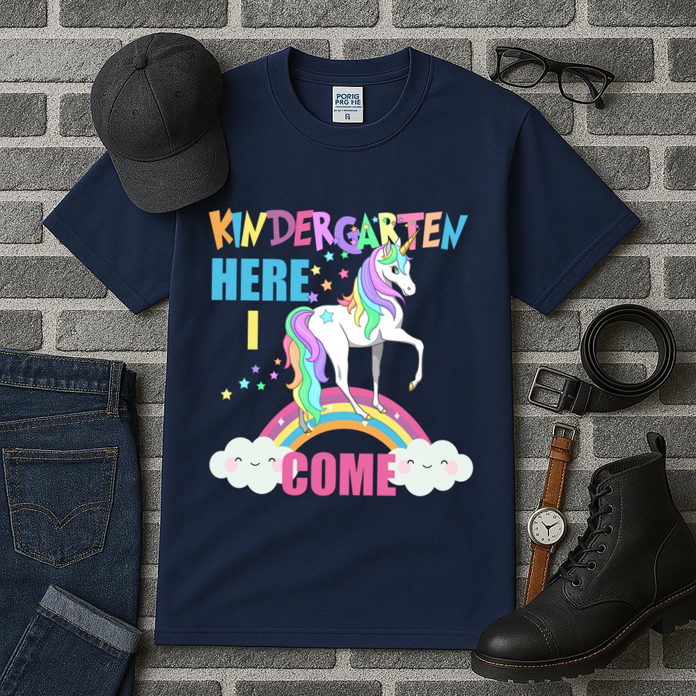 Kindergarten Here I Come Magical Unicorn Tall T-Shirt