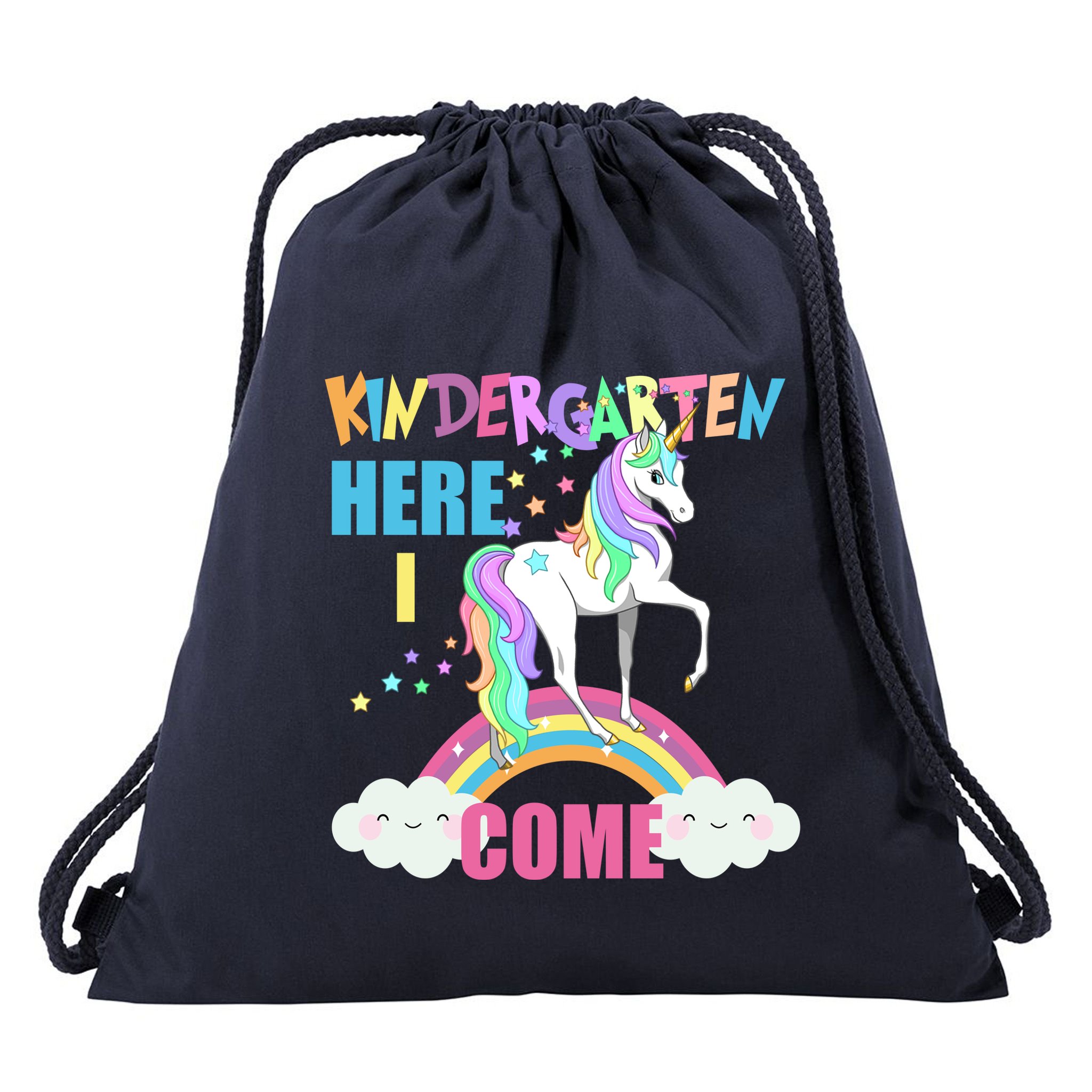 Kindergarten Here I Come Magical Unicorn Drawstring Bag