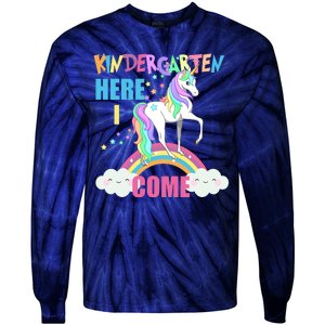 Kindergarten Here I Come Magical Unicorn Tie-Dye Long Sleeve Shirt