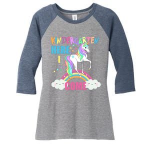 Kindergarten Here I Come Magical Unicorn Women's Tri-Blend 3/4-Sleeve Raglan Shirt