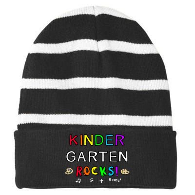 Kindergarten Rocks Striped Beanie with Solid Band