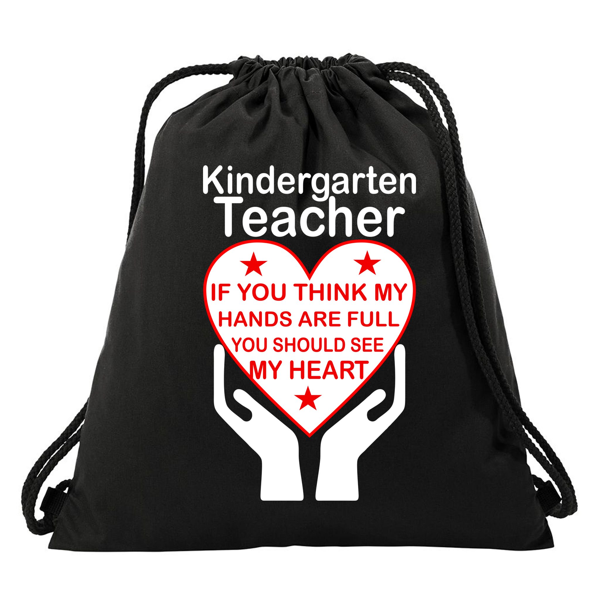 Kindergarten Teacher See My Heart Drawstring Bag