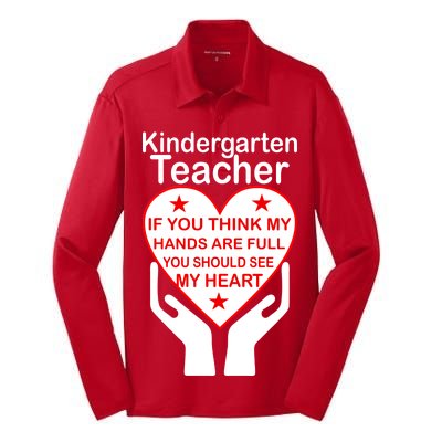 Kindergarten Teacher See My Heart Silk Touch Performance Long Sleeve Polo