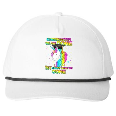 Kindergarten We Are Done 1st Grade Here We Come Snapback Five-Panel Rope Hat