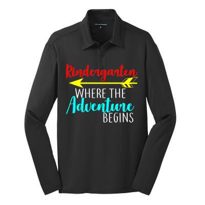 Kindergarten Where The Adventure Begins Silk Touch Performance Long Sleeve Polo