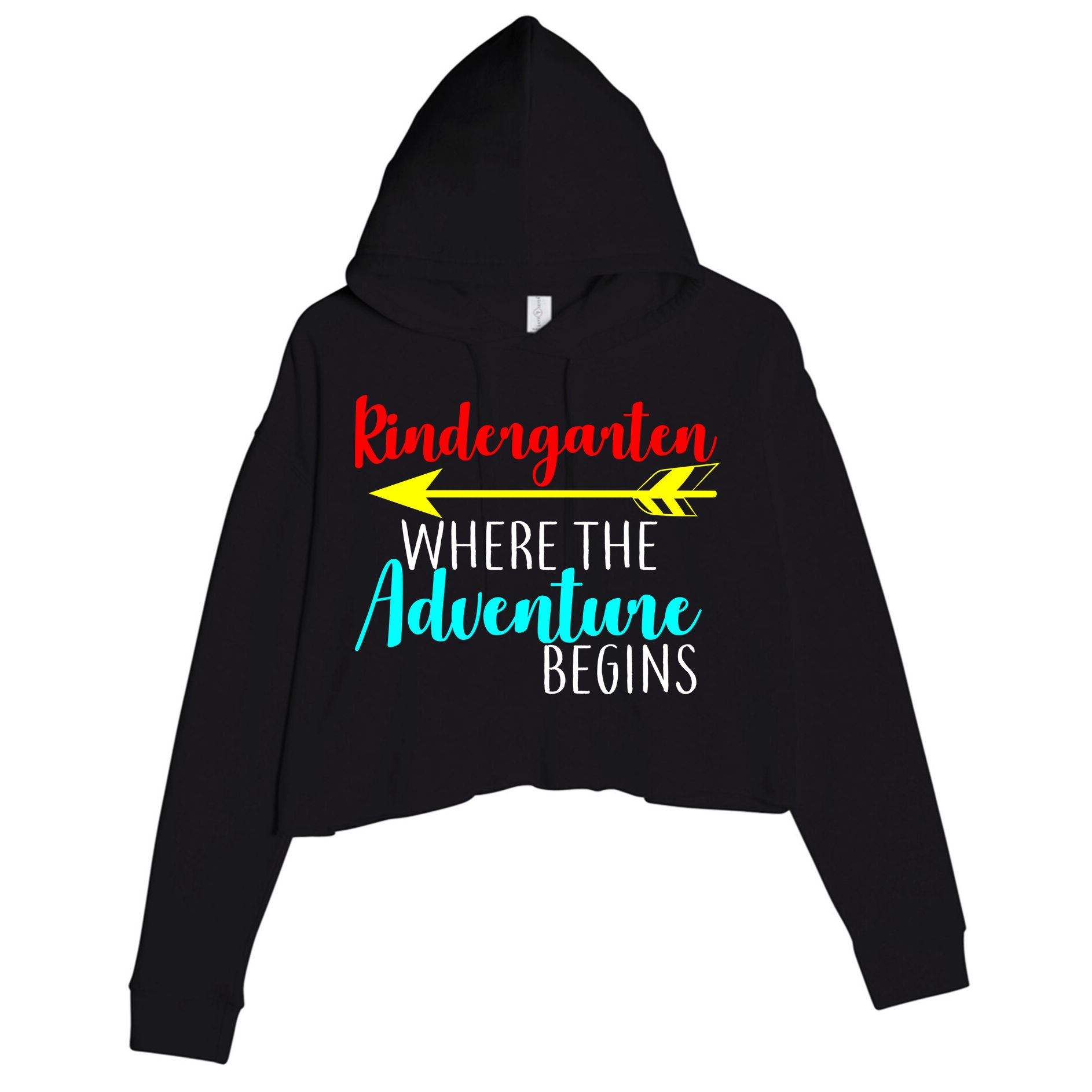 Kindergarten Where The Adventure Begins Crop Fleece Hoodie