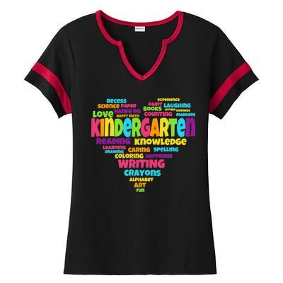 Kindergarten Word Marks Heart Ladies Halftime Notch Neck Tee