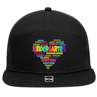 Kindergarten Word Marks Heart 7 Panel Mesh Trucker Snapback Hat