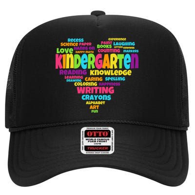 Kindergarten Word Marks Heart High Crown Mesh Back Trucker Hat