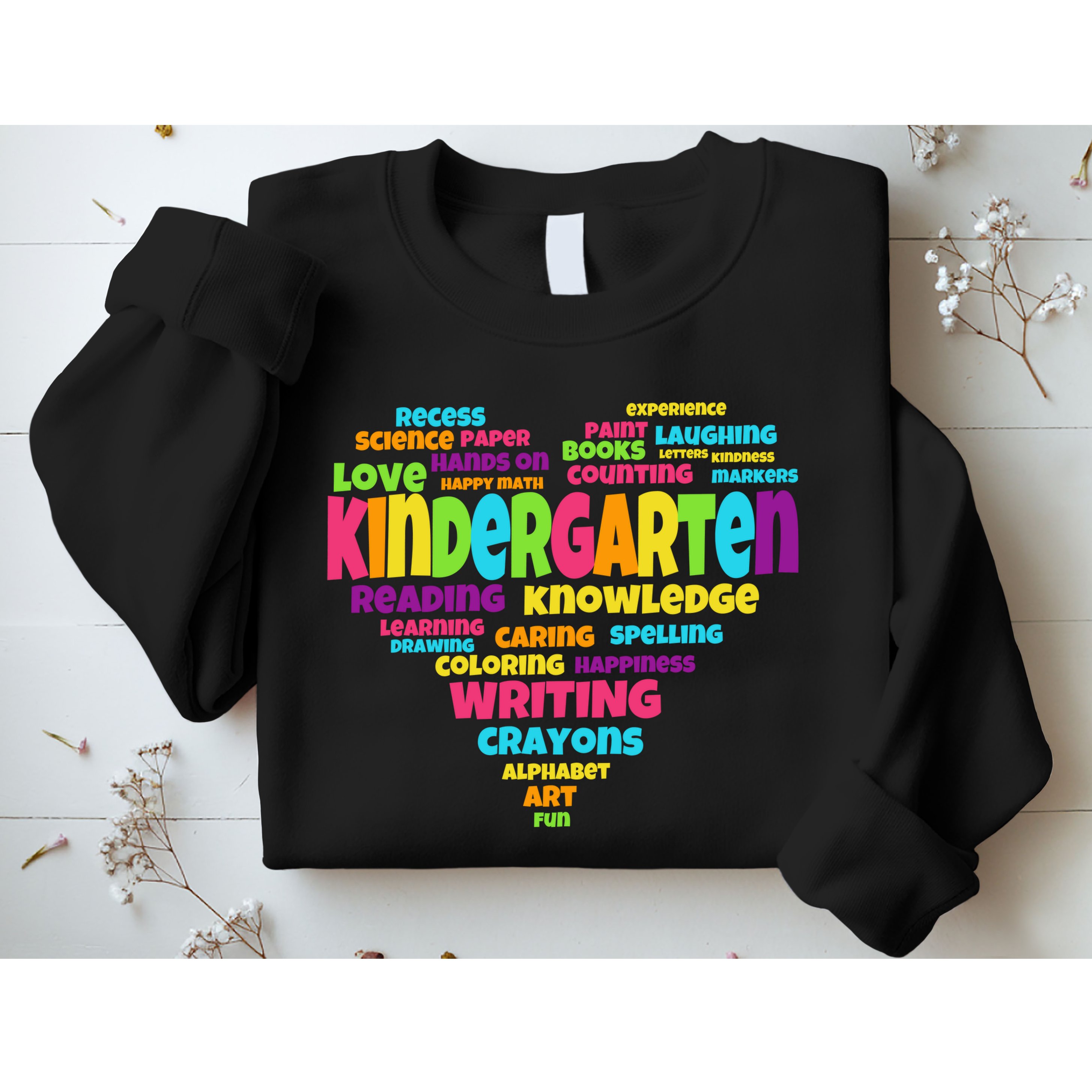 Kindergarten Word Marks Heart Sweatshirt