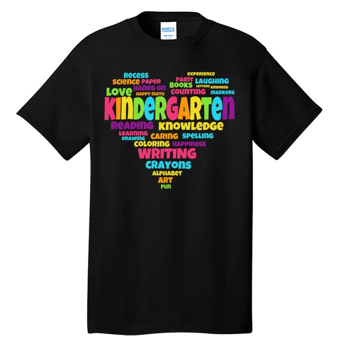 Kindergarten Word Marks Heart Tall T-Shirt